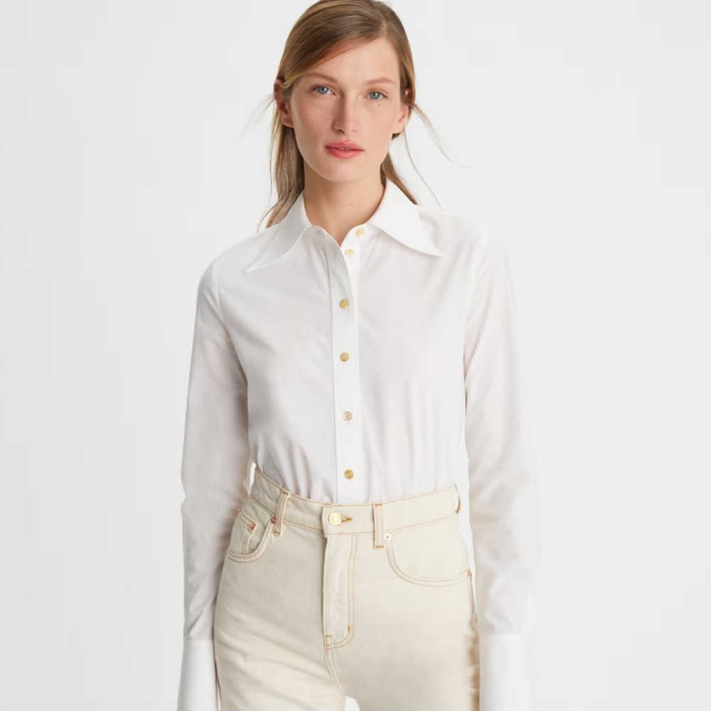 🎉QUICK SALE🎉Tory Burch White Cotton Poplin Shirt/Button-down